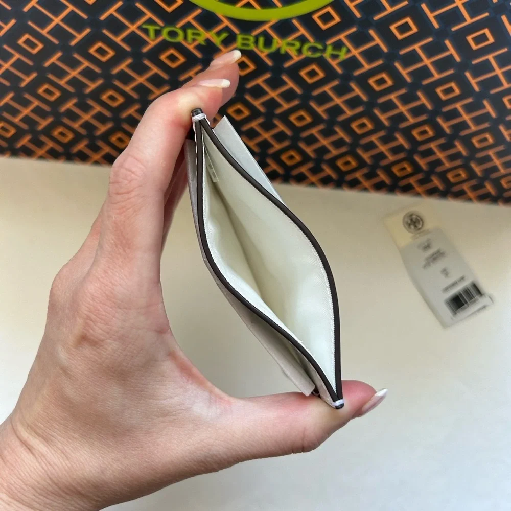 Tory Burch Emerson Patent Slim Card Case Optic White Gold